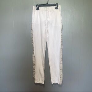 Zadig & Voltaire Pomelo Lin White Linen Blend Pants with Sparkle Stripe US XS